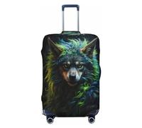 Housses de bagage de voyage au style réaliste avec motif de loup coloré - Housses élastiques pour valise de 45,7 à 32,4 cm, noir, M