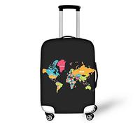 Housses de bagage de voyage colorées imprimées avec carte du monde pour femmes et hommes, housses de bagages lavables de 76,2 à 81,3 cm, fermeture éclair, Carte du monde colorée, S(18-21in)