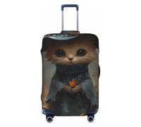 Housses de bagage de voyage élastiques - Motif chat sorcière avec citrouilles d'Halloween - Protection de valise de 45,7 à 81 cm, noir, S