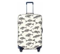 Housses de bagage de voyage lavables à motif squelette de poisson fossile 45,7 à 81,3 cm haute élasticité, noir, X-Large