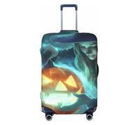 Housses de bagage de voyage pour Halloween sorcière mystérieuse citrouille A - Housses de protection élastiques pour bagages de 45,7 à 81,3 cm, Noir/blanc, Medium