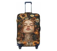 Housses de bagages de voyage avec couronne de fleurs fantaisistes, housses de valise élastiques, protection pour bagages de 45 à 81 cm, noir, S