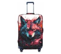 Housses de bagages de voyage avec tête de loup rouge flamme - Housses de protection élastiques pour valises de 45 à 32 cm, Noir, X-large