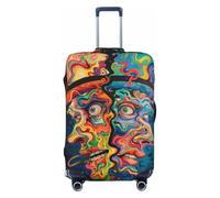 Housses de bagages de voyage colorées avec visages psychédéliques, protège-bagages élastiques de 45,7 à 81,3 cm, noir, XL