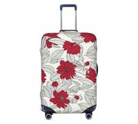 Housses de bagages de voyage - Feuilles d'anémone fleurs rouges et grises élastiques housses de protection pour bagages 18-32 pouces, Noir, G