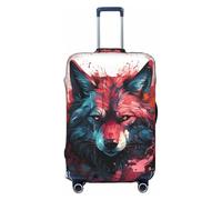 Housses de bagages de voyage - Housse de protection élastique avec tête de loup à flamme rouge pour bagages de 45 à 32 cm, Noir, X-large
