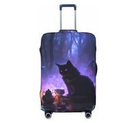 Housses de bagages de voyage - Housse de protection élastique pour valise Motif chat noir mystérieux sorcière pour bagages de 45,7 à 81,3 cm, noir, L