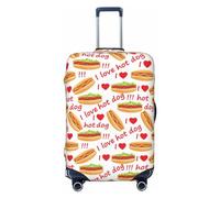 Housses de bagages de voyage - Housses de protection élastiques avec imprimé d'amateurs de hot-dogs pour bagages de 45 à 32 cm, Noir, CH