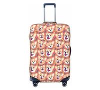 Housses de bagages de voyage - Lindo Corgi Dog Flower Elasticity Veliz Protection pour bagages de 18 à 32 pouces, Noir, Mediano
