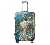 Housses de bagages de voyage vintage motif crâne d'île, housses de valise élastiques, protège-bagages de 45,7 à 81,3 cm, noir, L