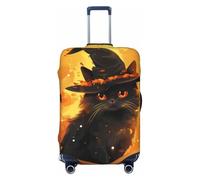 Housses de bagages élastiques pour voyage Motif chapeau de sorcière Halloween chauve-souris chat Noir Protection de valise pour bagages 45,7 à 81,3 cm, noir, L