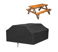 Housses de banc de terrasse rectangulaires pour table de pique-nique en plein air et cuisine Noir