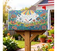 Housses de boîte aux lettres magnétiques à fleurs, motif libellule, soleil, printemps vert, pour décoration de jardin, terrasse, 45,7 x 53,3 cm