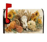 Housses de boîte aux lettres magnétiques à motif tête de mort - Style rustique - Tournesol - Citrouille d'automne - Orange - Pour décoration de cour avant - 53,3 x 64,9 cm