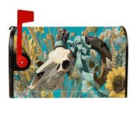 Housses de boîte aux lettres magnétiques avec motif tête de mort, cornes de Bohême, fleurs d'automne, turquoise, pour décoration de porche, 53,3 x 64,9 cm