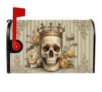 Housses de boîte aux lettres magnétiques avec motif tête de mort, gothique, vintage, roses royales d'Halloween, pour décoration de jardin, cour, 45,7 x 53,3 cm