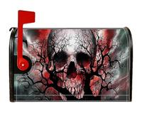 Housses de boîte aux lettres magnétiques avec motif tête de mort - Motif branches d'arbre foncé - Pour Halloween - Rouge - 45,7 x 53,3 cm