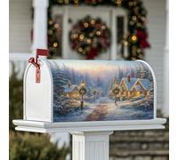 Housses de boîte aux lettres magnétiques avec paysage enneigé, poteaux de lampe rustiques d'hiver, sapins, couvertures de boîte aux lettres pour extérieur pour décoration de porche, 45,7 x 53,3 cm