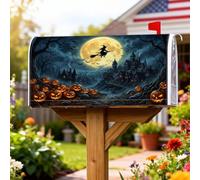 Housses de boîte aux lettres magnétiques de sorcière, château de citrouilles rustiques, Halloween, housse de boîte aux lettres pour décoration de porche, 45,7 x 53,3 cm