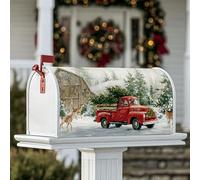 Housses de boîte aux lettres magnétiques en forme de camion rouge, rustique vintage, cerf des neiges, couverture d'hiver rouge pour décoration de jardin et cour, 53,3 x 64,9 cm