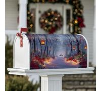 Housses de boîte aux lettres magnétiques en forme de cerf - Lanternes rustiques d'hiver - Rouge - Pour décoration de jardin - 53,3 x 64,9 cm
