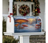 Housses de boîte aux lettres magnétiques en forme de champignon, chemin de neige fantaisie, protection d'hiver pour boîte aux lettres pour décoration de maison et de jardin, 45,7 x 53,3 cm