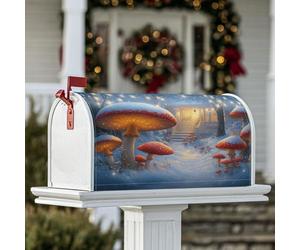 Housses de boîte aux lettres magnétiques en forme de champignon, chemin de neige fantaisie, protection d'hiver pour boîte aux lettres pour décoration de maison et de jardin, 45,7 x 53,3 cm