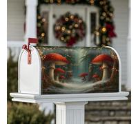 Housses de boîte aux lettres magnétiques en forme de champignon, fantaisie fantaisie, chemin de forêt, rouge, pour décoration de pelouse, 53,3 x 64,9 cm