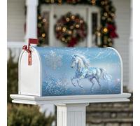 Housses de boîte aux lettres magnétiques en forme de cheval magique, hiver, fantaisie, flocon de neige, floral, couverture de boîte aux lettres pour l'extérieur pour décoration de maison, jardin, 45,7