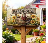 Housses de boîte aux lettres magnétiques en forme de chèvre - Tournesol rustique - En bois - Jaune été - Décorations pour la maison et le jardin - 45,7 x 53,3 cm