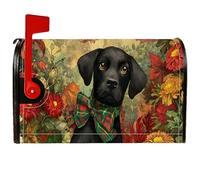 Housses de boîte aux lettres magnétiques en forme de chien, fleurs rustiques d'automne, nœud papillon, décorations pour décoration de jardin, cour, 53,3 x 64,9 cm