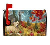 Housses de boîte aux lettres magnétiques en forme de chien - Style rustique - Feuilles d'automne - Jaune - Pour décoration de cour avant - 45,7 x 53,3 cm