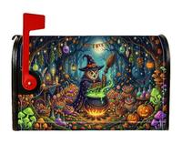 Housses de boîte aux lettres magnétiques en forme de chouette, motif citrouilles rustiques, chaudron d'Halloween, couverture décorative pour porte d'entrée, 45,7 x 53,3 cm