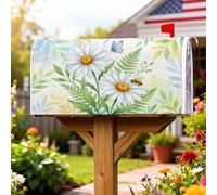 Housses de boîte aux lettres magnétiques en forme de chrysanthème, printemps, papillon naturel, abeille, printemps vert, pour décoration de jardin, terrasse, 45,7 x 53,3 cm