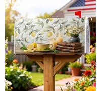 Housses de boîte aux lettres magnétiques en forme de citron, feuilles rustiques, fleurs d'été jaunes pour extérieur, décoration de jardin, cour, 45,7 x 53,3 cm