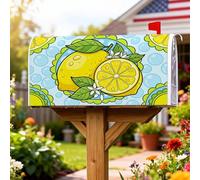 Housses de boîte aux lettres magnétiques en forme de citron, motif feuilles de citron estivales jaunes décoratives pour décoration de cour avant, 53,3 x 64,9 cm