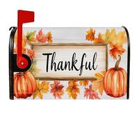 Housses de boîte aux lettres magnétiques en forme de citrouille avec cadre en bois rustique pour décoration de pelouse, 53,3 x 64,9 cm, orange automne