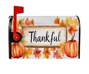 Housses de boîte aux lettres magnétiques en forme de citrouille avec cadre en bois rustique pour décoration de pelouse, 53,3 x 64,9 cm, orange automne