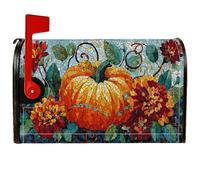 Housses de boîte aux lettres magnétiques en forme de citrouille, fleurs décoratives rustiques, feuilles, orange, pour décoration de jardin, cour, 45,7 x 53,3 cm