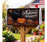 Housses de boîte aux lettres magnétiques en forme de citrouille, Halloween, corbeau et feuilles, orange, 45,7 x 53,3 cm