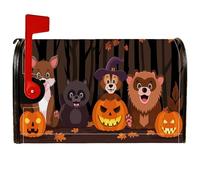 Housses de boîte aux lettres magnétiques en forme de citrouille, motif ours de dessin animé, renard, Halloween, orange, pour décoration de porte d'entrée, 53,3 x 64,9 cm