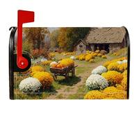 Housses de boîte aux lettres magnétiques en forme de citrouille, style rustique avec fleurs jaunes d'automne pour décoration de jardin, cour, 53,3 x 64,9 cm