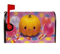 Housses de boîte aux lettres magnétiques en forme de citrouille, sucettes ludiques d'Halloween, bonbons maïs, décorations pour porte d'entrée, orange, 53,3 x 64,9 cm