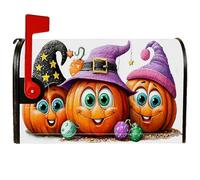 Housses de boîte aux lettres magnétiques en forme de citrouilles, chapeaux festifs d'Halloween, étoiles, protection de boîte aux lettres pour décoration de maison et de jardin, 53,3 x 64,9 cm, orange