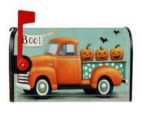 Housses de boîte aux lettres magnétiques en forme de citrouilles pour Halloween, motif camion rustique, chauve-souris, couverture de boîte aux lettres pour décoration de porte d'entrée, 45,7 x 53,3 cm