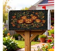 Housses de boîte aux lettres magnétiques en forme de citrouilles rustiques, feuilles de vigne d'automne pour décoration de jardin, terrasse, 53,3 x 64,9 cm