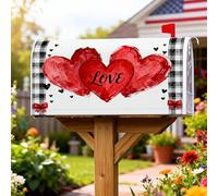 Housses de boîte aux lettres magnétiques en forme de cœurs, nœuds romantiques festifs à carreaux pour la Saint-Valentin, décoration de jardin, 53,3 x 64,9 cm, rouge