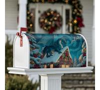 Housses de boîte aux lettres magnétiques en forme de dragon - Décoration de pelouse - 53,3 x 64,9 cm - Bleu