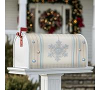 Housses de boîte aux lettres magnétiques en forme de flocon de neige - Ornements festifs d'hiver à rayures décoratives pour décoration de jardin et cour - 53,3 x 64,9 cm