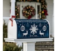 Housses de boîte aux lettres magnétiques en forme de flocon de neige - Ornements rustiques fantaisistes de rennes d'hiver - Bleu marine - Pour décoration de pelouse - 53,3 x 64,9 cm